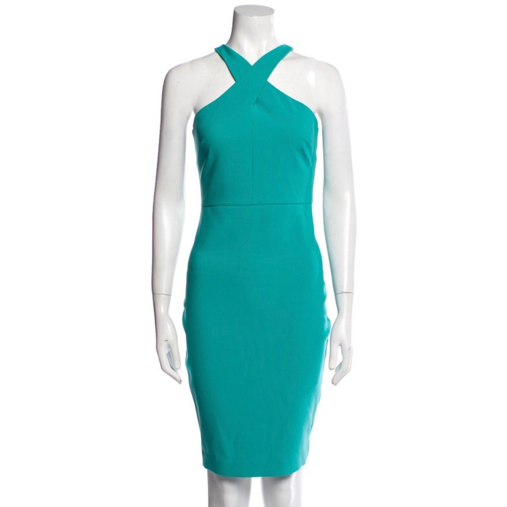 Likely Aqua Halterneck Sheath Dress